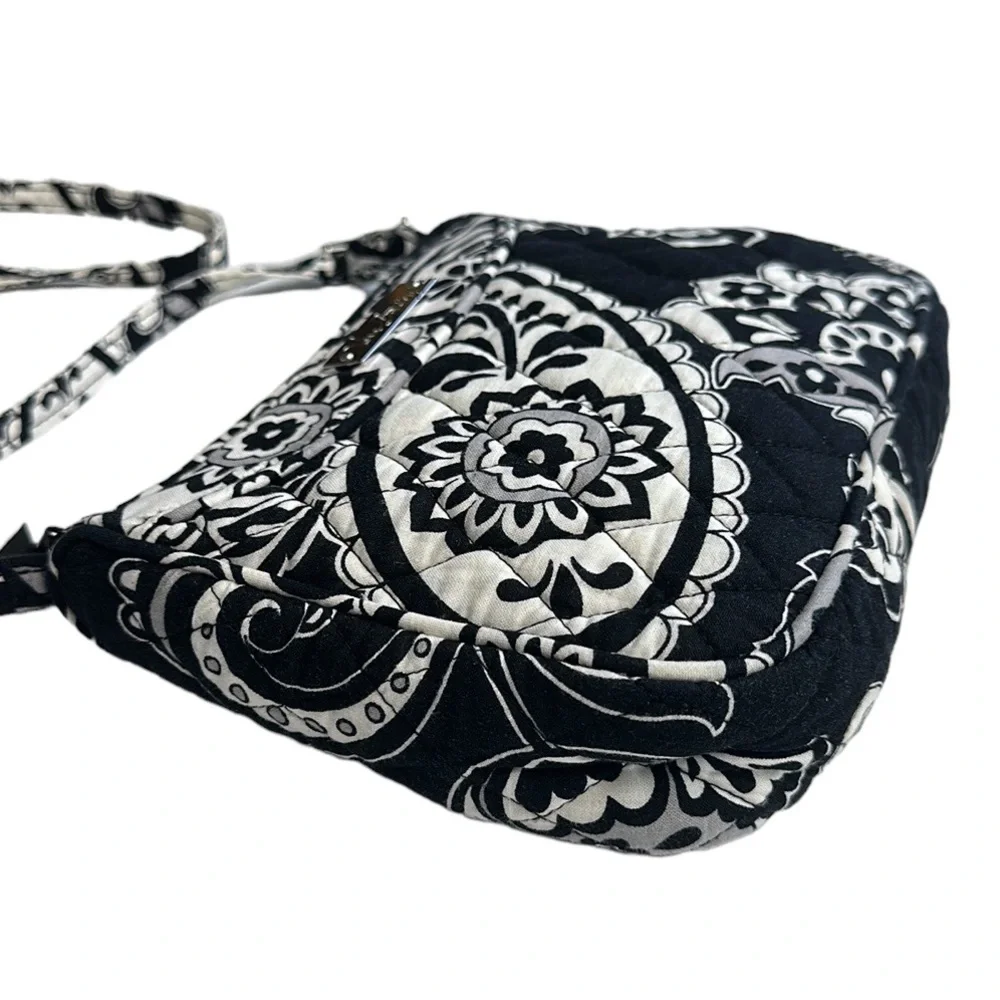 Vera Bradley Midnight Paisley Black White Crossbody Hipster Purse Shoulder Bag